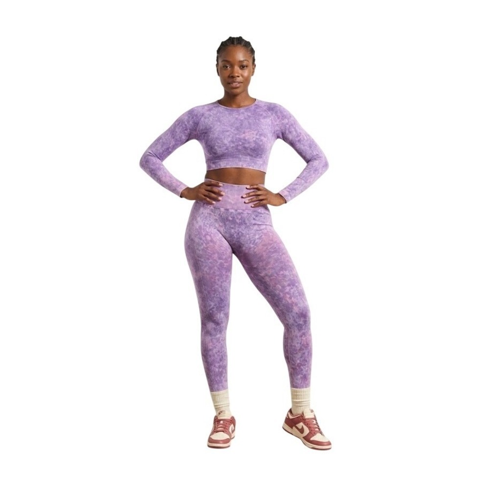 Sugar Popped Extreme Lift  Athletic Set Legging Crop Top Berry Pink Stretch Knit